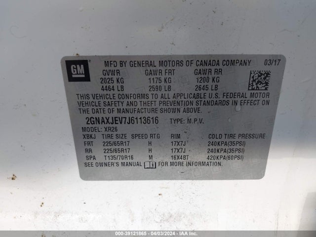 Chevrolet EQUINOX LT 2018 2GNAXJEV7J6113616 Image 9