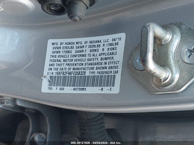 Honda Civic Ex-l 2015 19XFB2F96FE058328 Image 9