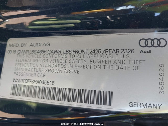 WAUTPBFF3HA045615 Audi A3 E-tron 1.4t Premium