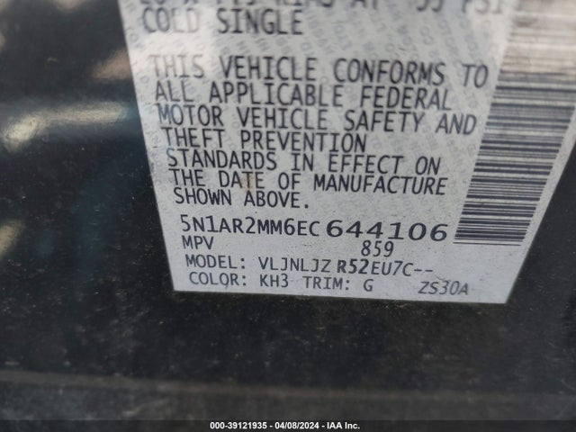 Nissan Pathfinder Platinum 2014 5N1AR2MM6EC644106 Image 9