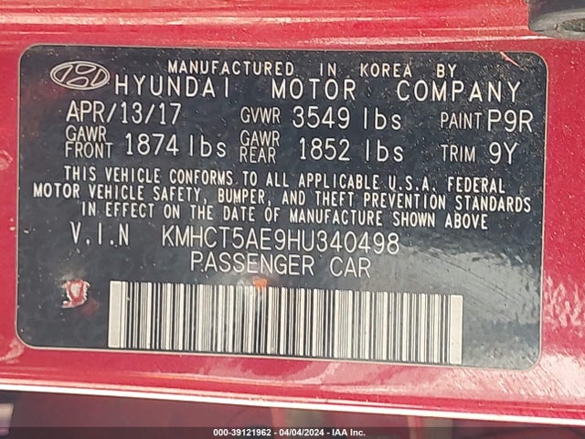 Hyundai ACCENT SE 2017 KMHCT5AE9HU340498 Image 9