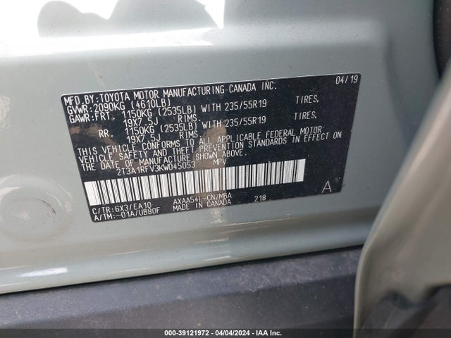 Toyota Rav4 Xle Premium 2019 2T3A1RFV3KW045053 Image 9