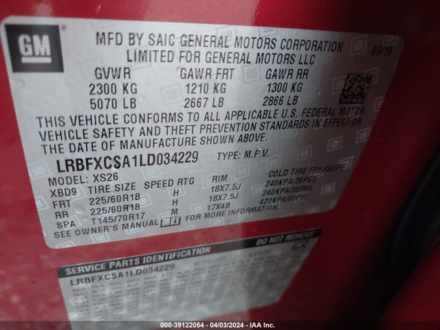 Buick Envision Fwd Essence 2020 LRBFXCSA1LD034229 Image 9