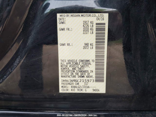 Nissan Altima 2.5 S 2016 1N4AL3AP8GC215973 Image 9