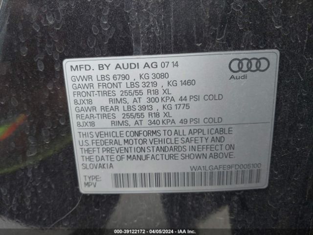 WA1LGAFE9FD005100 Audi Q7 3.0t Premium