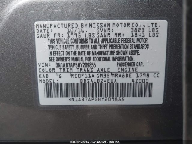 3N1AB7AP5HY209855 Nissan SENTRA S