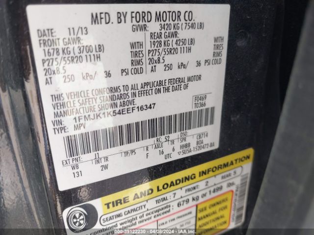 1FMJK1K54EEF16347 Ford Expedition El Limited