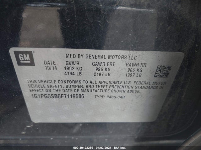 Chevrolet CRUZE LTZ 2015 1G1PG5SB6F7119606 Image 9