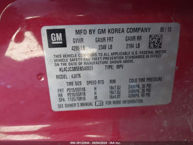 KL4CJCSB5EB540931 Buick Encore Leather