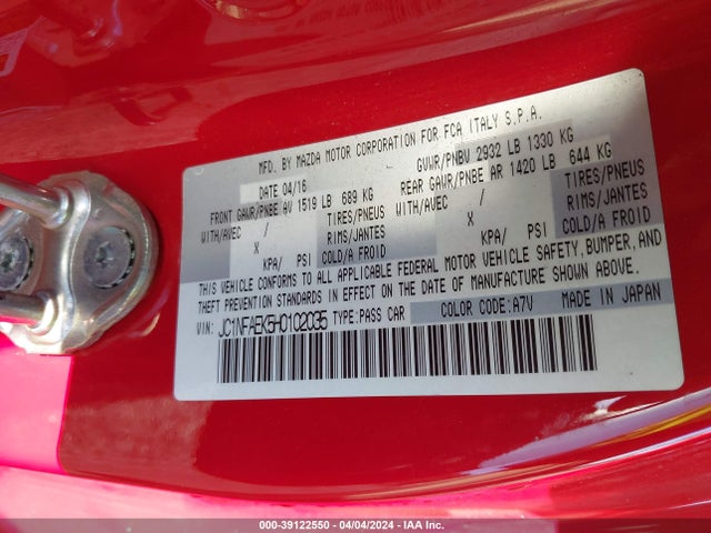 2017 FIAT 124 SPIDER JC1NFAEK5H0102035 Photo 8