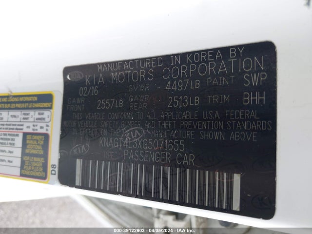 KIA Optima Lx 2016 KNAGT4L3XG5071655 Image 9