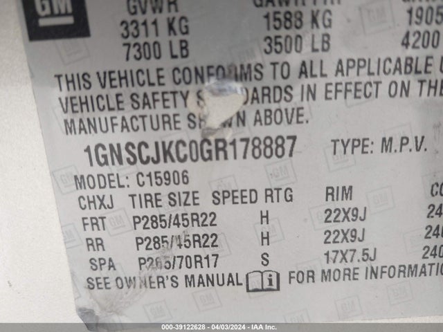 Chevrolet Suburban Ltz 2016 1GNSCJKC0GR178887 Image 9