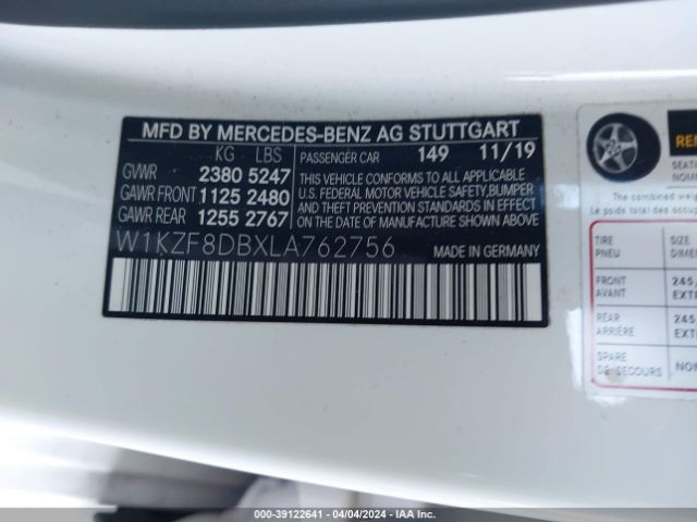 W1KZF8DBXLA762756 Mercedes-Benz E 350