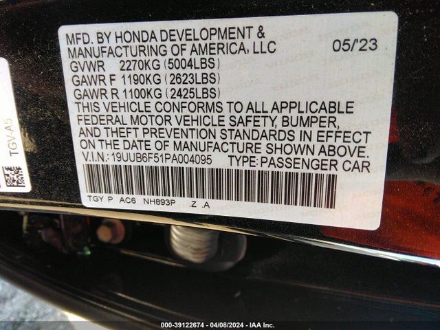 19UUB6F51PA004095 Acura Tlx A-spec Package