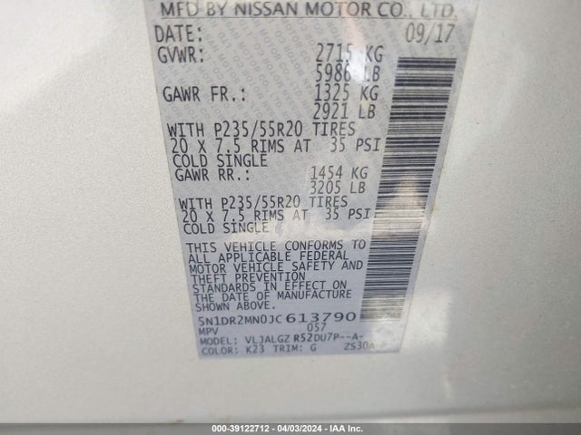 Nissan Pathfinder Sl 2018 5N1DR2MN0JC613790 Image 9