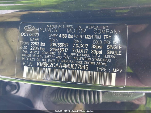 Hyundai Kona Sel 2021 KM8K2CAA4MU677946 Image 9