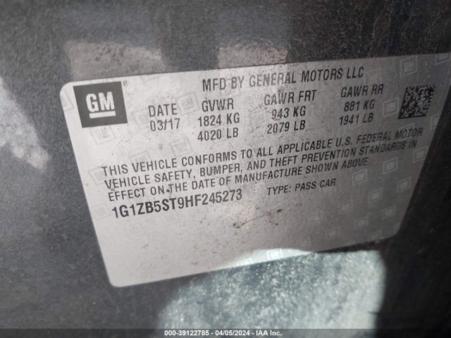 Chevrolet MALIBU LS 2017 1G1ZB5ST9HF245273 Image 9