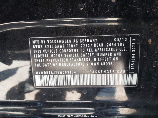 WVWDB7AJ2EW003174 Volkswagen Golf 2.5l
