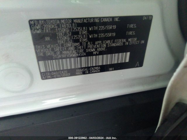 2T3A1RFV5KW044504 Toyota Rav4 Xle Premium