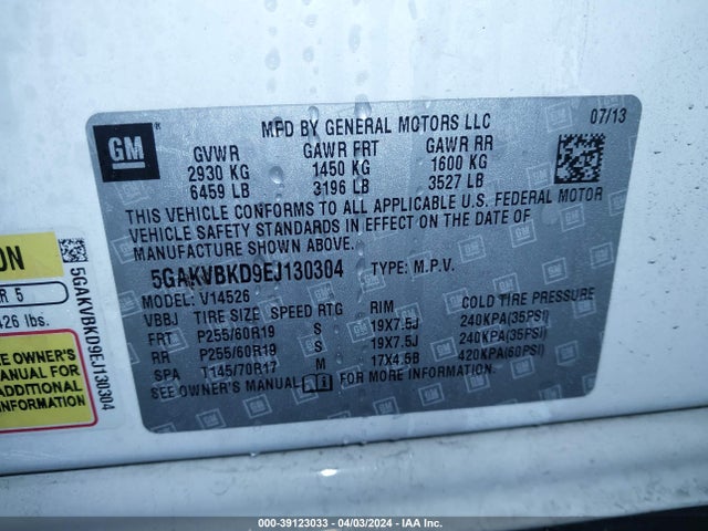 5GAKVBKD9EJ130304 Buick Enclave Leather