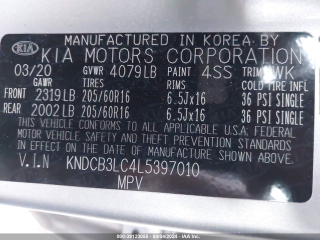 KIA NIRO LX 2020 KNDCB3LC4L5397010 Image 9