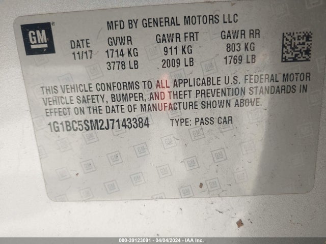 Chevrolet Cruze Ls Auto 2018 1G1BC5SM2J7143384 Image 9