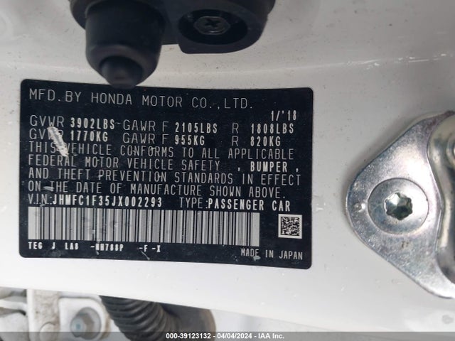 Honda Civic Ex-t 2018 JHMFC1F35JX002293 Image 9