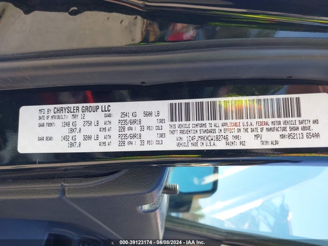 Продажа на аукционе авто 2012 Jeep Liberty Sport, vin: 1C4PJMAKXCW182746, номер лота: 39123174