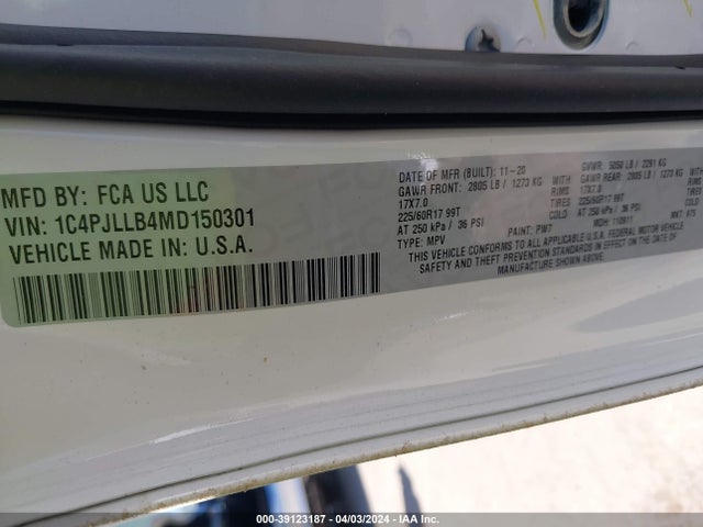 1C4PJLLB4MD150301 Jeep Cherokee Latitude Plus Fwd