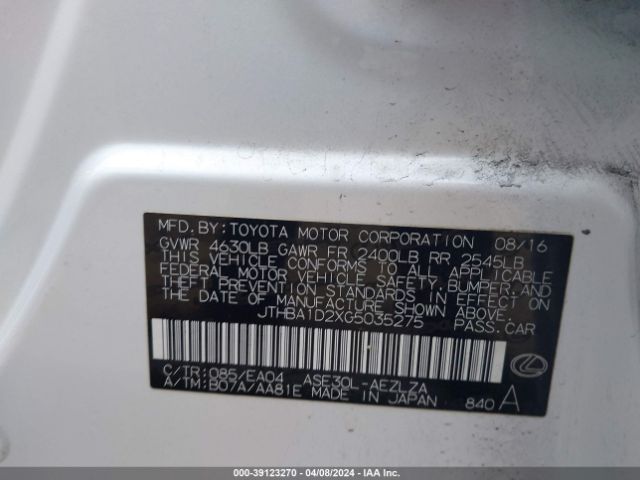 JTHBA1D2XG5035275 Lexus IS 200T