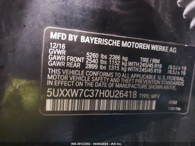2017 BMW X4 5UXXW7C37H0U26418 Photo 8