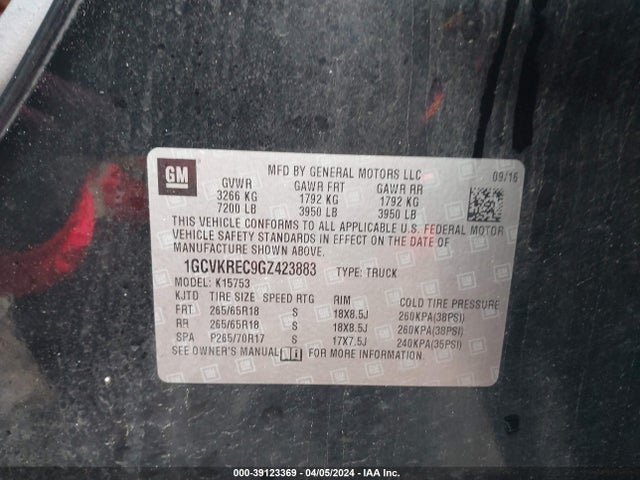 Chevrolet Silverado 1500 2lt 2016 1GCVKREC9GZ423883 Image 9