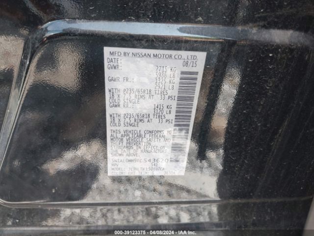 5N1AL0MM9FC543620 Infiniti QX60