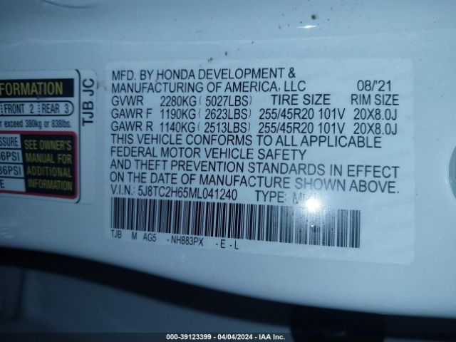 5J8TC2H65ML041240 Acura Rdx A-spec Package