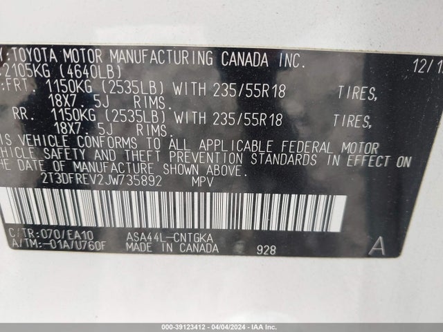 Toyota Rav4 Limited 2018 2T3DFREV2JW735892 Image 9
