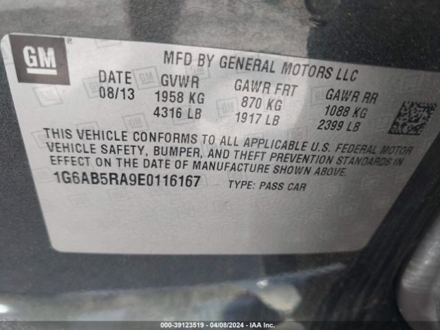 1G6AB5RA9E0116167 Cadillac ATS LUXURY