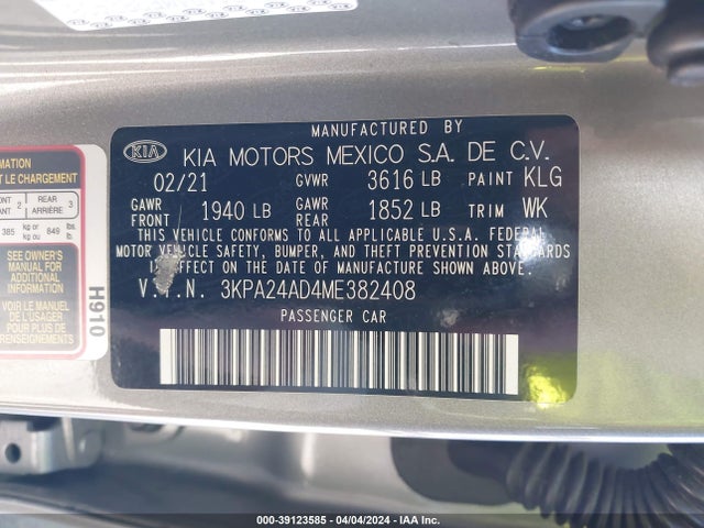 KIA RIO S 2021 3KPA24AD4ME382408 Image 9