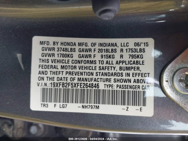 Honda Civic Lx 2015 19XFB2F5XFE264846 Image 9