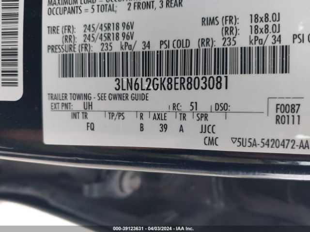 3LN6L2GK8ER803081 Lincoln MKZ