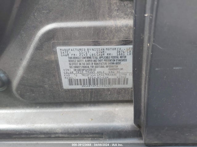 Nissan SENTRA S 2018 3N1AB7AP3JY236137 Image 9