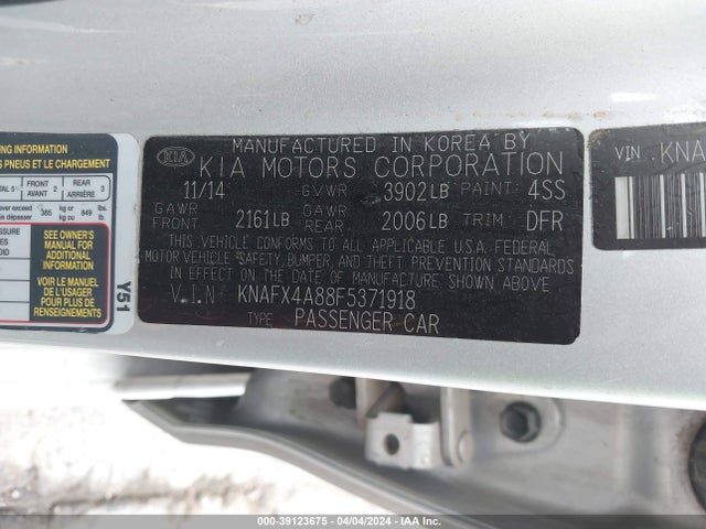 KIA FORTE EX 2015 KNAFX4A88F5371918 Image 9