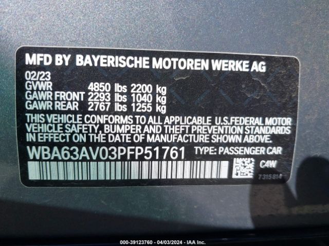 WBA63AV03PFP51761 BMW 430i Gran Coupe
