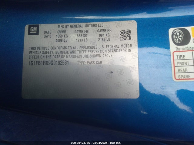 Chevrolet Camaro 1lt 2016 1G1FB1RX9G0192581 Image 9