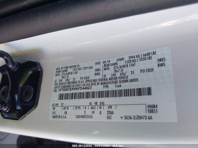 Ford F-150 Xlt 2019 1FTEW1EP0KFD44623 Image 9