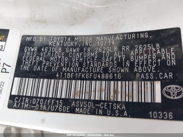 Toyota CAMRY SE 2015 4T1BF1FK6FU488616 Image 9