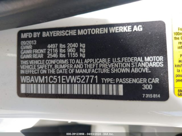 WBAVM1C51EVW52771 BMW X1 Sdrive28i