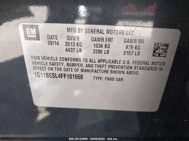 Chevrolet MALIBU LS 2015 1G11B5SL4FF181668 Image 9