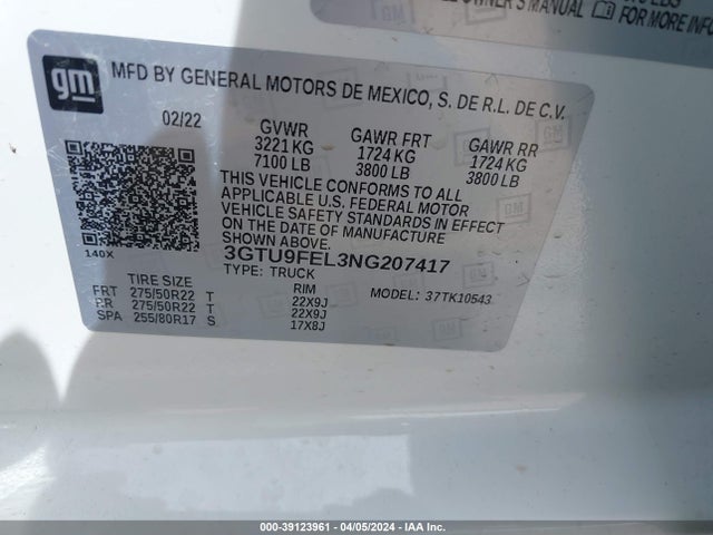 3GTU9FEL3NG207417 GMC Sierra 1500 Limited 4wd  Short Box Denali