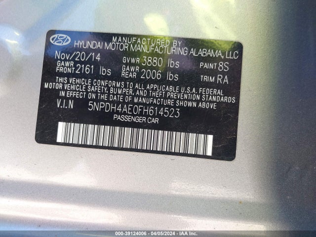 Hyundai ELANTRA SE 2015 5NPDH4AE0FH614523 Image 9
