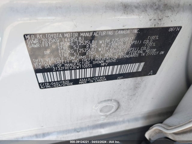 Toyota RAV4 LE 2014 2T3ZFREV3EW110655 Image 9